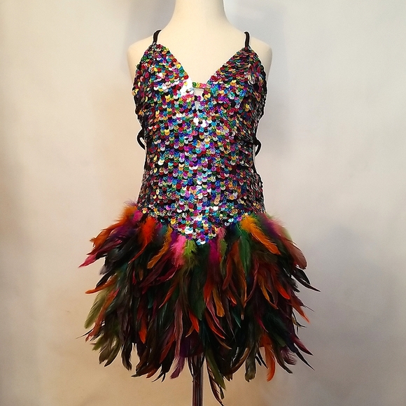 Glamour Costumes Glamour Dance Costume Sequins And Feathers Poshmark